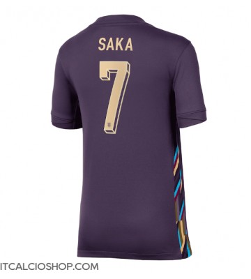 Inghilterra Bukayo Saka #7 Seconda Maglia Femmina Europei 2024 Manica Corta